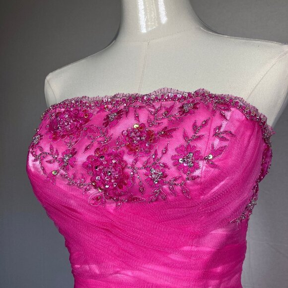 Joli Prom Embellished Party Dress Strapless Pink 6 - Picture 4 of 13